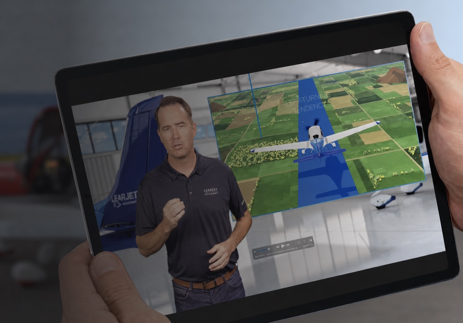 Interactive ground-school courseware running on a tablet